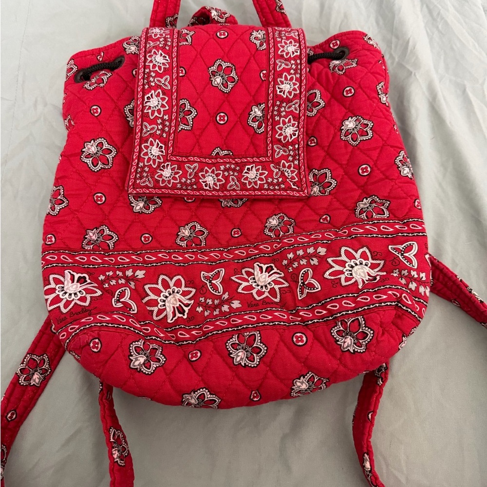 Vera Bradley Red Floral Drawstring Backpack